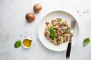 Risotto with mushrooms in a plate
