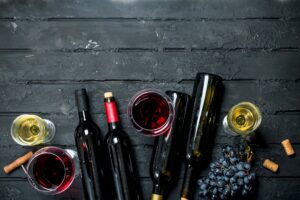 Wine background. Red and white wine.
